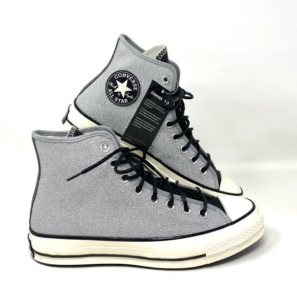 Converse Chuck 70 Sneakers High Top Silver Black Casual Skate Women Size 572038C - Picture 5 of 8